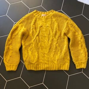 Cozy Mustard Cable Knit Sweater